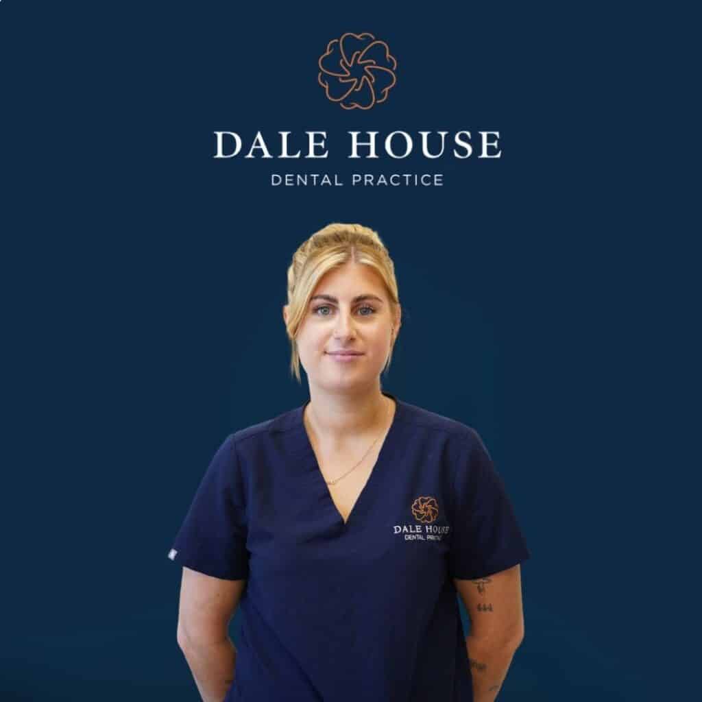 Dale House Dental Practice staff member in navy scrubs