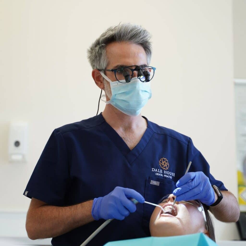 Dentist at Dale House Dental Practice examining patient